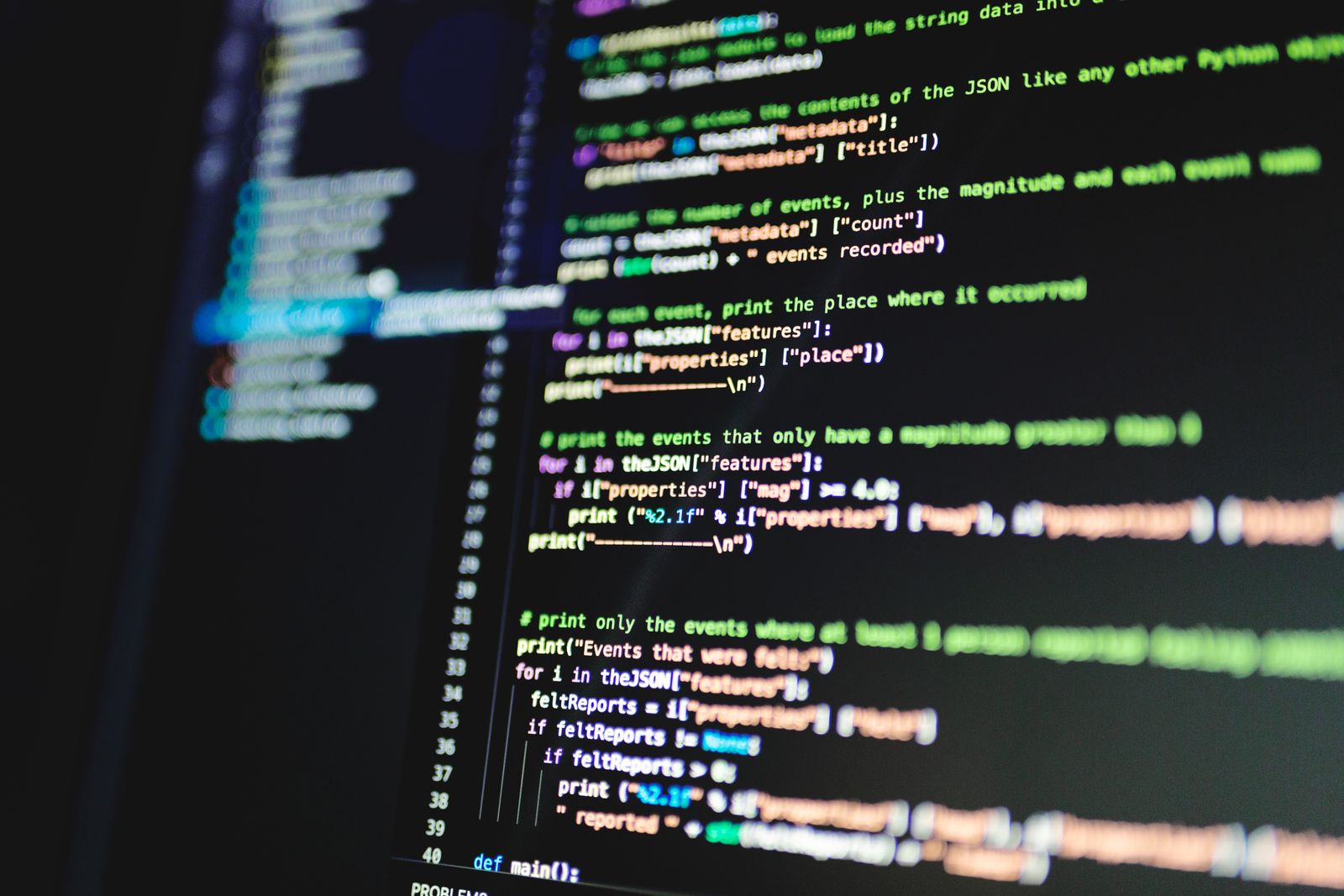 Source code on a dark screen